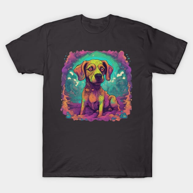 Psychedelic Dog Cute Pupper T-Shirt by JonHale